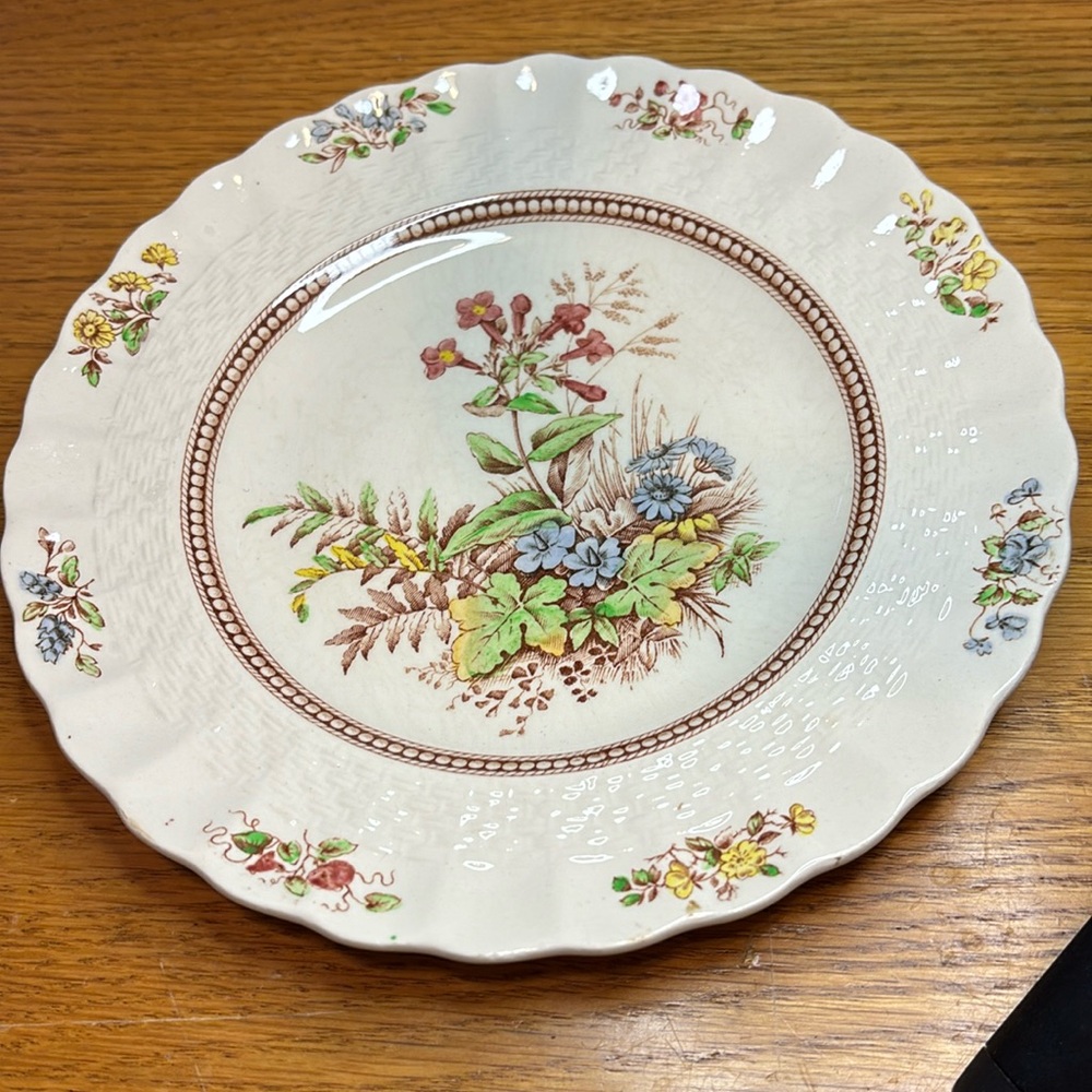 4 Vintage Copeland Spode England Rosalie Basket Weave Pedestal Dessert Plate
